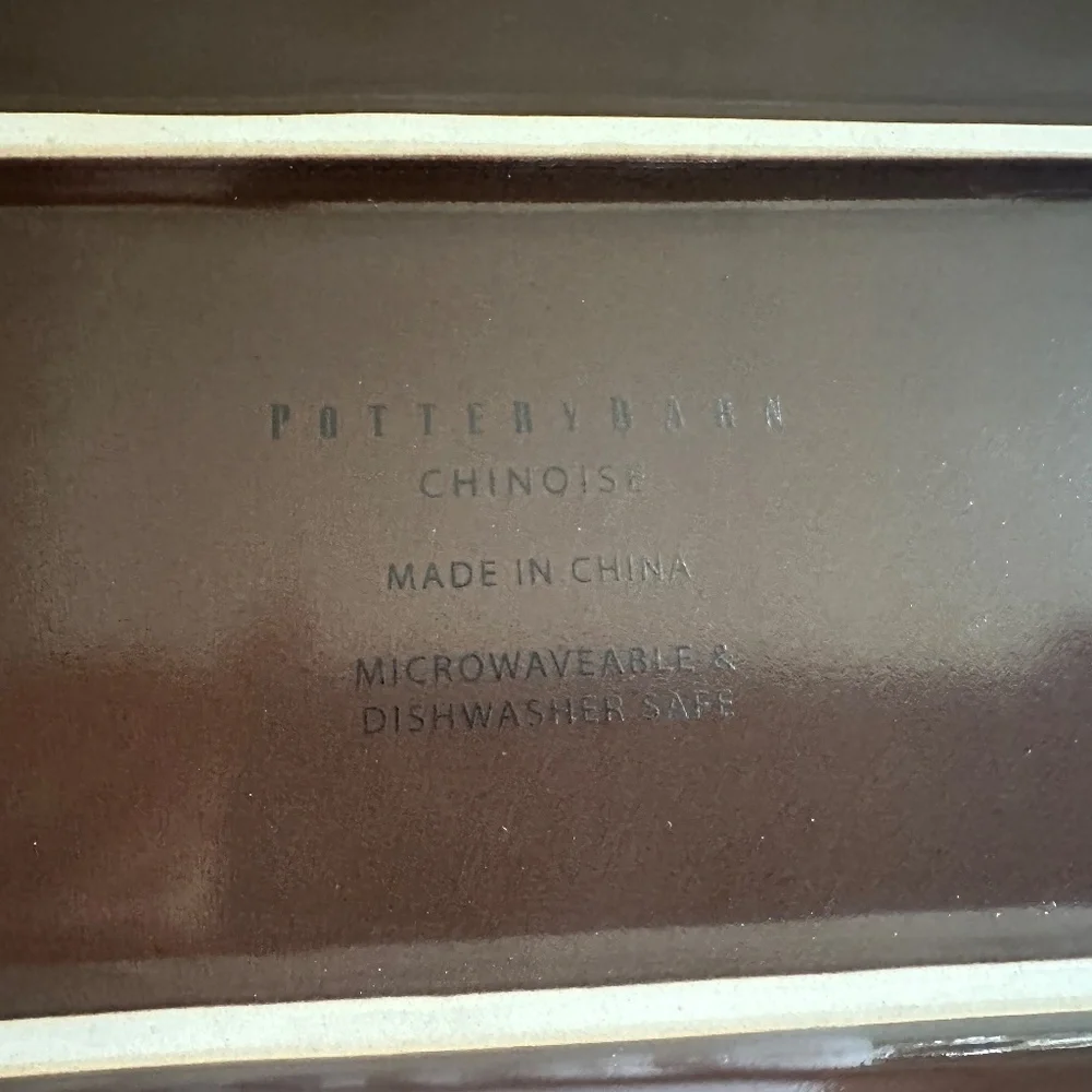 RARE Pottery Barn Chinoise Mink Medallion Gold Damask Rectangular Brown Platter